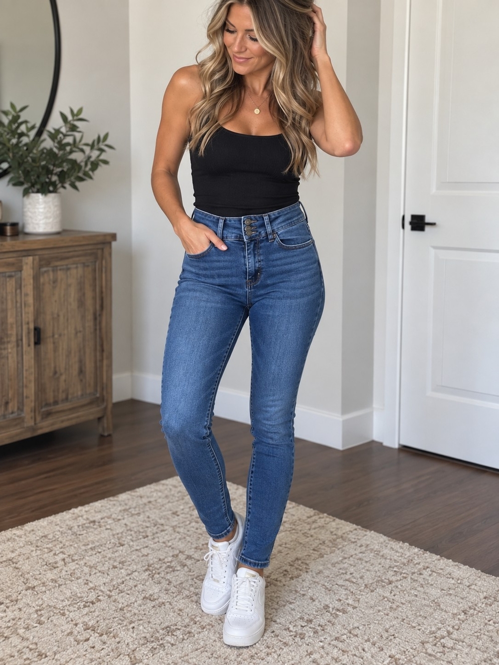 Wax Jean Medium Blue High-Rise Skinny Jeans